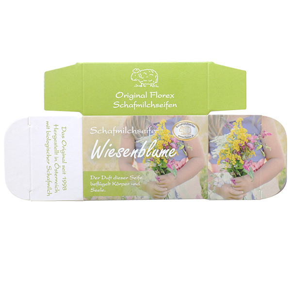 Papier-Schachtel MC für Schafmilchseife eckig 100g, Wiesenblume 