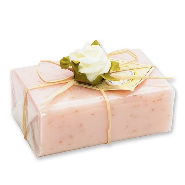 Sheep milk soap square 100g 1 piece packed, Peeling rose 
