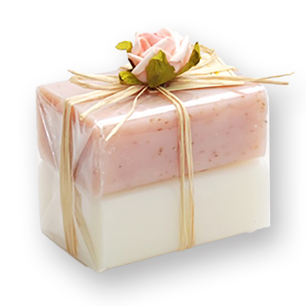 Schafmilchseife eckig 100g 2er verpackt, Classic/Peeling rosa 