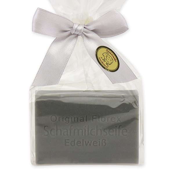Sheep milk soap square 100g in a cellophane bag, Edelweiss silver 