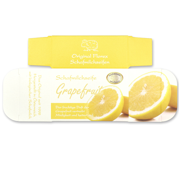 Papier-Schachtel MC für Schafmilchseife eckig 100g, Grapefruit 