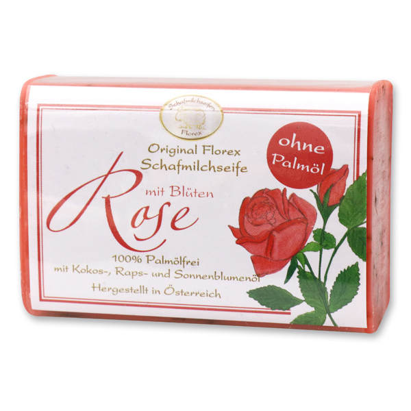 Sheep milk soap 100g without palm oil classic, Rose with petals 