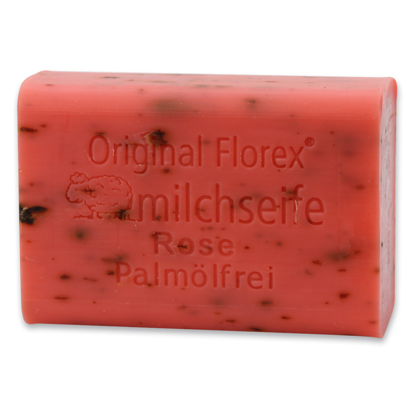 Sheep milk soap 100g without palm oil, Rose with petals 