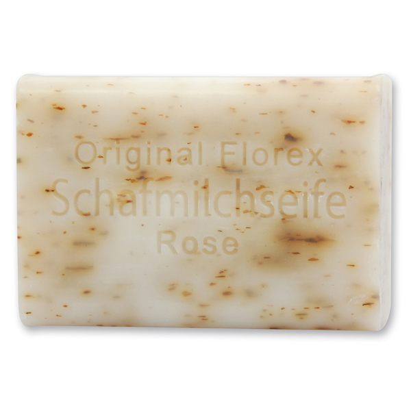 Schafmilchseife eckig 100g, Rose Annabelle mit Kräuter 