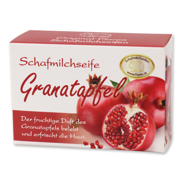 Schafmilchseife eckig 100g Schachtel, Granatapfel 