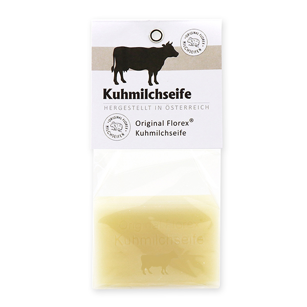 Milchseife eckig 100g in Cello mit Karte, Kuhmilch 