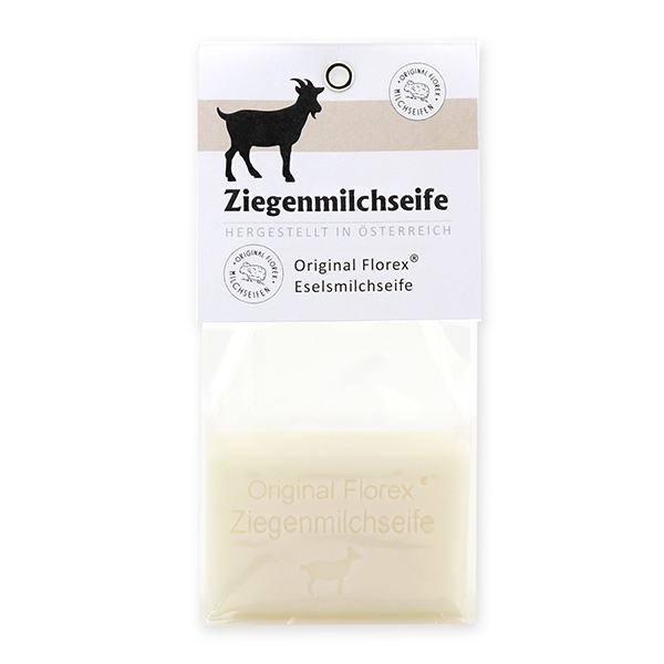 Milchseife eckig 100g in Cello mit Karte, Ziegenmilch 