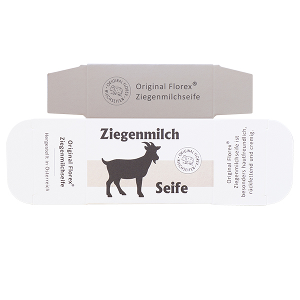 Papier-Schachtel für Milchseife eckig 100g mit Schleife, Ziegenmilch 