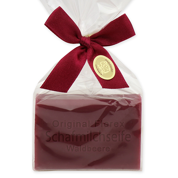 Schafmilchseife eckig 100g in Cello, Waldbeere 