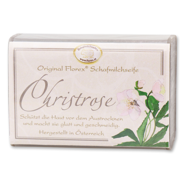 Sheep milk soap square 100g classic, Christmas rose silver 