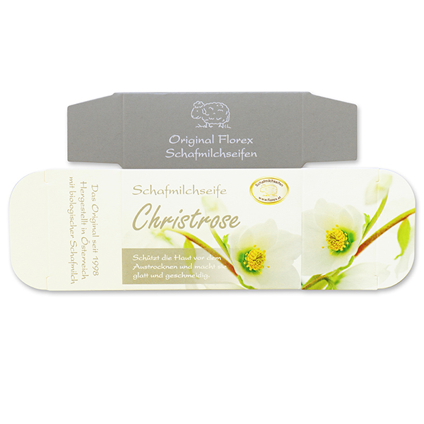 Paper box MC for sheep milk soap square 100g, Christmas rose 