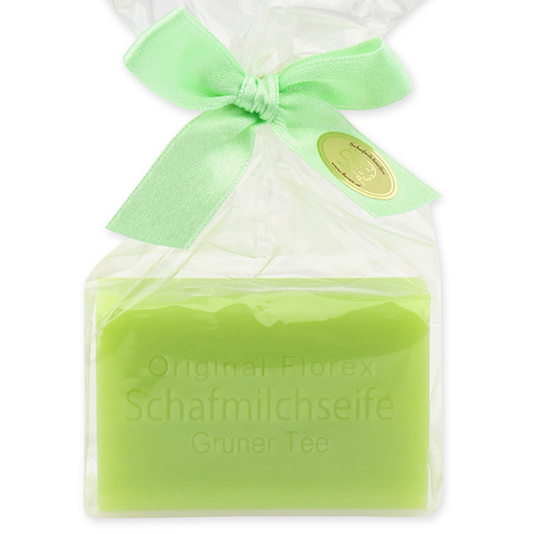 Sheep milk soap square 100g in a cellophane bag, Green tea 