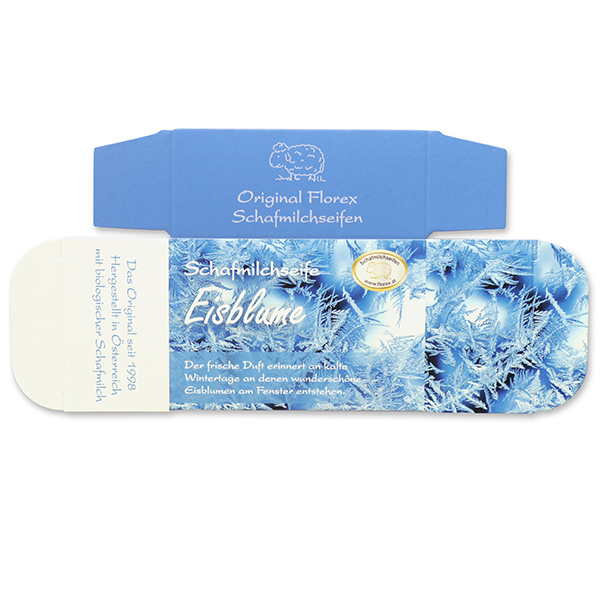 Papier-Schachtel MC für Schafmilchseife eckig 100g, Eisblume 
