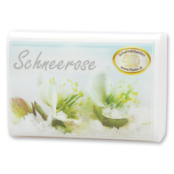 Sheep milk soap square 100g modern, Christmas rose 