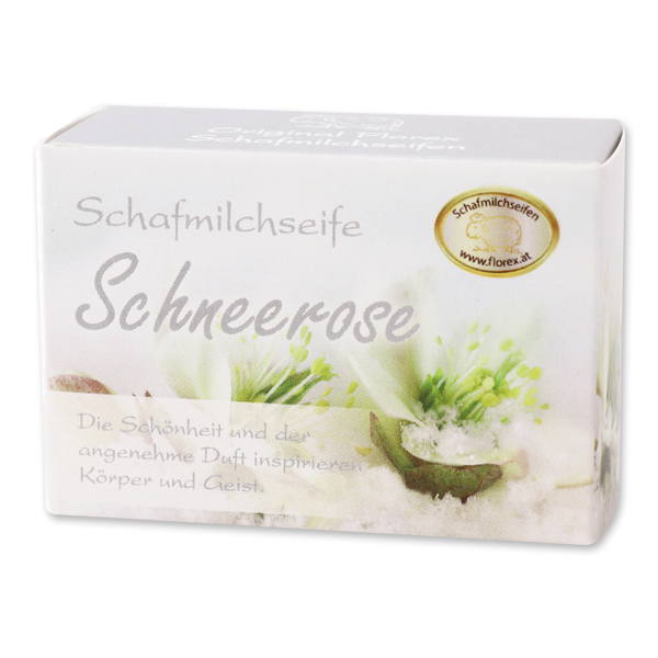 Schafmilchseife eckig 100g Schachtel, Schneerose 