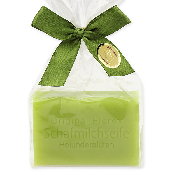 Schafmilchseife eckig 100g in Cello, Holunderblüten 