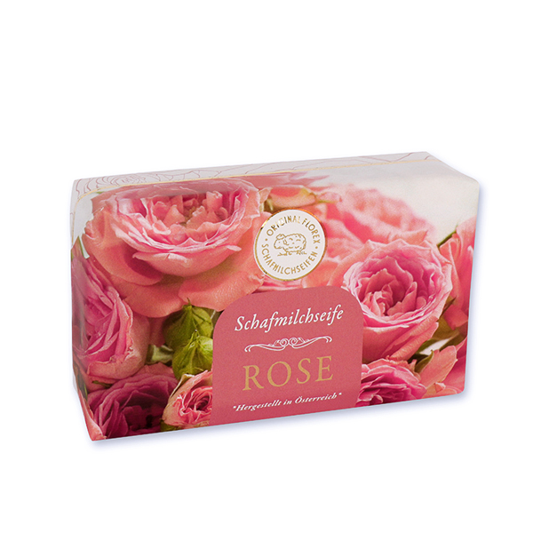Schafmilchseife eckig 200g "Goldene Momente", Rose Diana 