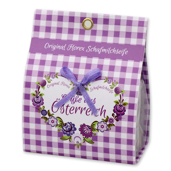 Sheep milk soap 100g in a paper-bag "Greetings from Austria", Lavender 