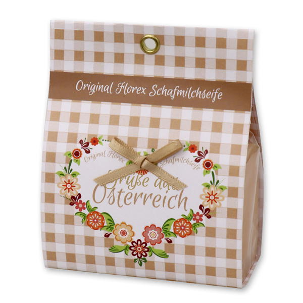 Sheep milk soap 100g in a paper-bag "Greetings from Austria", Swiss Pine 