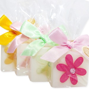 Sheep milk soap 35g decorated with a flower in a cellophane, Classic 