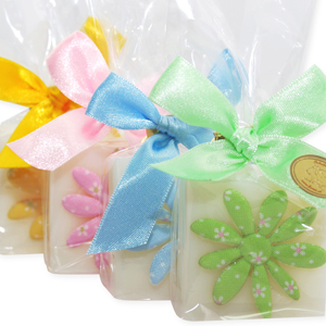 Sheep milk soap 35g decorated with a flower in a cellophane, Classic 