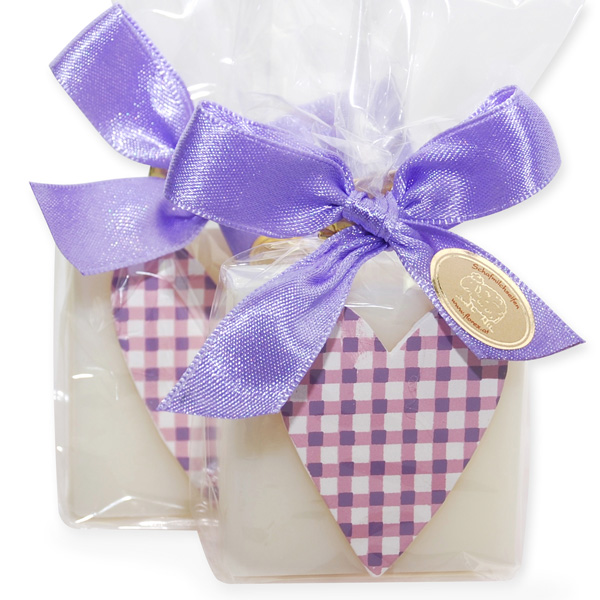 Sheep milk soap 35g decorated with a heart in a cellophane, Classic 