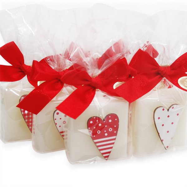 Sheep milk soap 35g decorated with a heart in a cellophane, Classic 