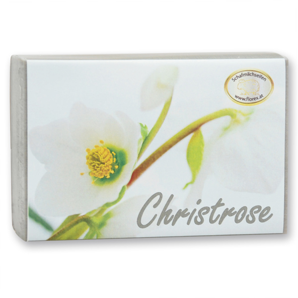 Sheep milk soap square 150g modern, Christmas rose silver 
