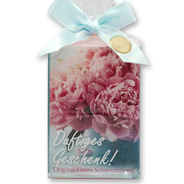 Sheep milk soap 150g in a cellophane bag "Duftiges Geschenk", Peony 