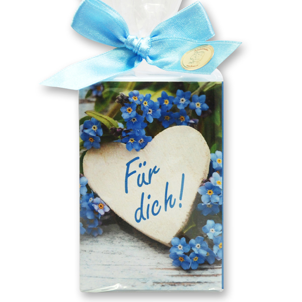Sheep milk soap 150g in a cellophane bag "Für dich", Forget Me Not 