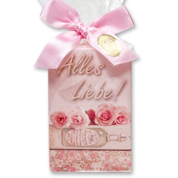 Schafmilchseife eckig 150g in Cello "Alles Liebe", Pfingstrose 