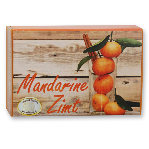Schafmilchseife eckig 150g modern, Mandarine-Zimt 
