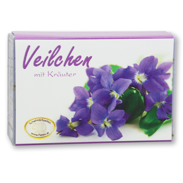 Schafmilchseife eckig 150g modern, Veilchen mit Kräuter 