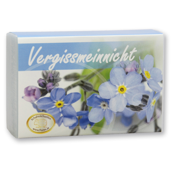 Schafmilchseife eckig 150g modern, Vergissmeinnicht 