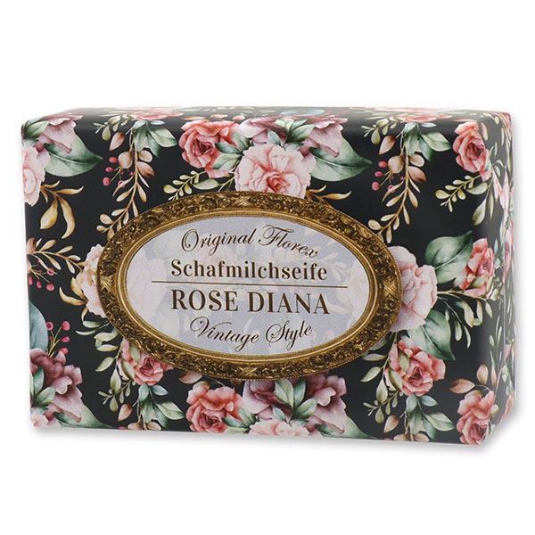 Schafmilchseife eckig 150g "Vintage-Motiv 191", Rose Diana 