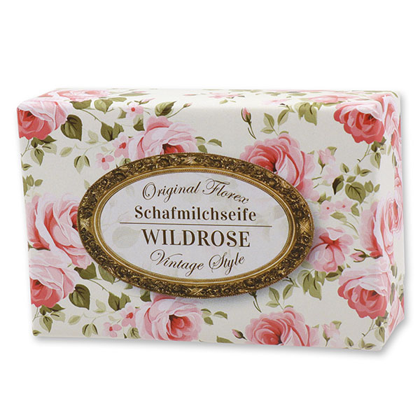 Sheep milk soap 150g "Vintage motif 205", Wild rose 