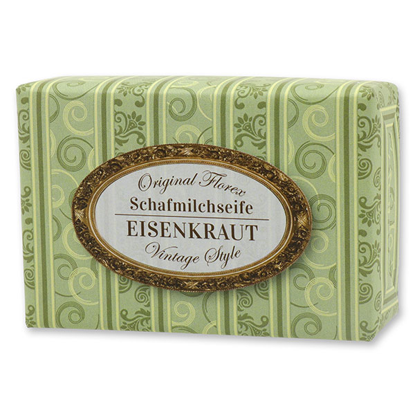 Schafmilchseife eckig 150g "Vintage-Motiv 67", Eisenkraut 