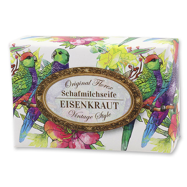 Schafmilchseife eckig 150g "Vintage-Motiv 81", Eisenkraut 