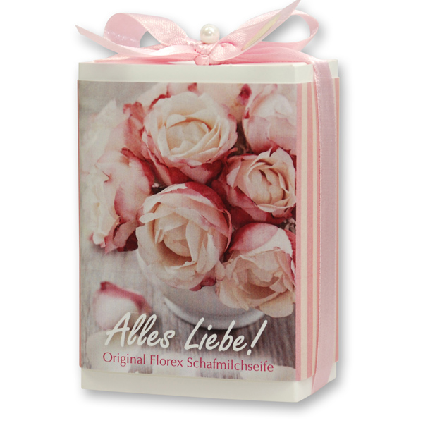Sheep milk soap 150g in a box "Alles Liebe", Magnolia 