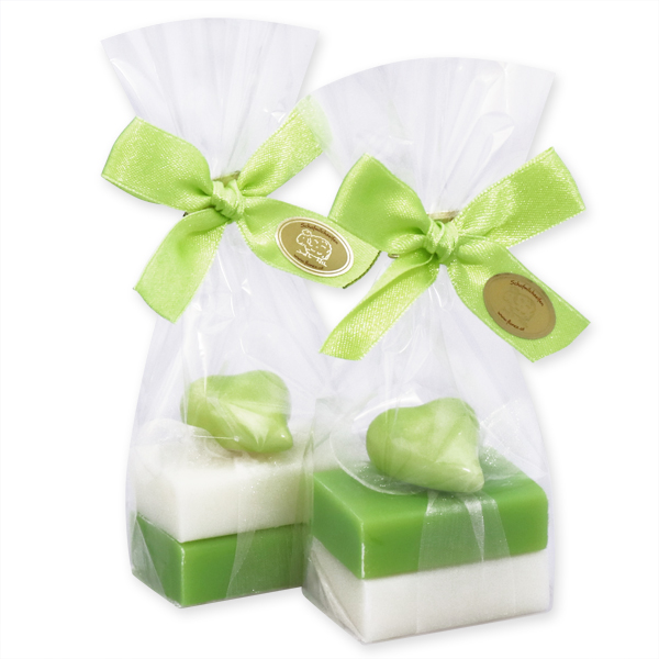 Sheep milk guest soap 25g decorated with a heart in a cellophane, Classic/pear 