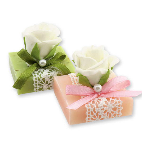 Sheep milk soap 35g decorated with a rose, Verbena/peony 