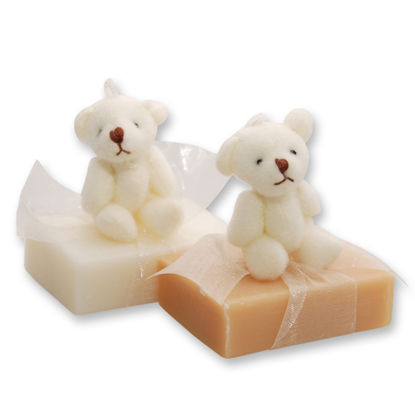 Schafmilchseife Gästeseife 25g dekoriert mit Teddy, Classic/Zirbe 