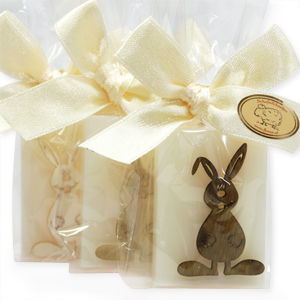 Sheep milk guest soap 25g decorated with a rabbit in a cellophane, Classic 