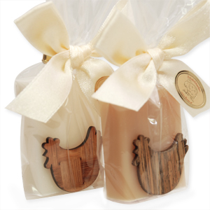 Sheep milk guest soap 25g decorated with a hen in a cellophane, Classic/quince 