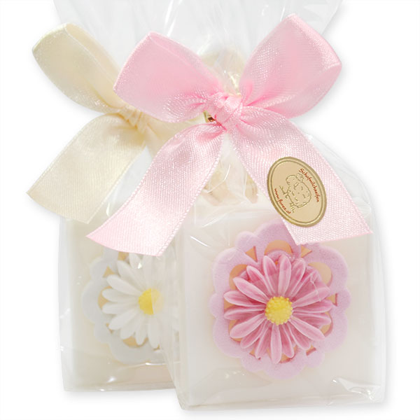 Sheep milk soap 35g decorated with a flower in a cellophane, Classic 