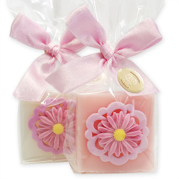 Sheep milk soap 35g decorated with a flower in a cellophane, Classic/peony 