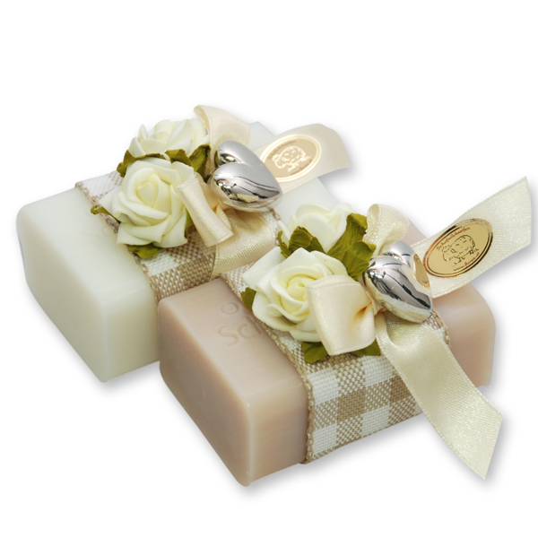Sheep milk soap 100g, decorated with roses, Classic/allmond oil 