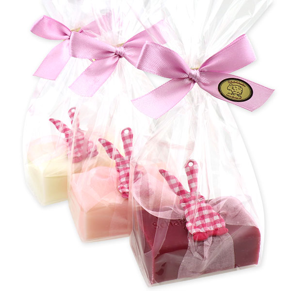 Sheep milk soap 100g decorated with a rabbit in a cellophane, sorted 