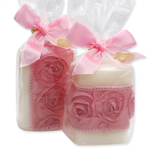 Sheep milk soap 100g, decorated with a rose ribbon in a cellophane, Classic 