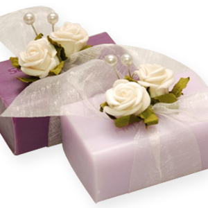 Sheep milk soap 100g, decorated with a rose, Lilac/elderberry 